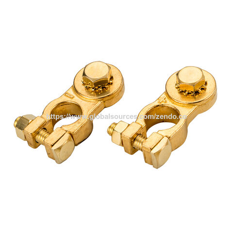Borne de Batterie en Laiton Type Goujon 3/8" avec Placage Cuivre Intégral
