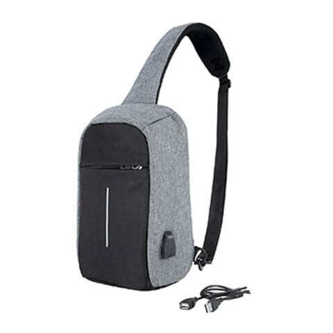 Anti-Theft Reflective Sling Bag Water-Resistant USB Shoulder Backpack Luminous Crossbody Bags for Men Casual Daypack 