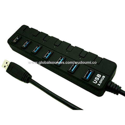 Powered USB Hub, Wenter 6-Port USB 3.0 Hub Splitter (4 USB 3.0 Data Ports +  2 QC 3.0 Fast Charging Ports) with Individual LED On/Off Switches, USB Hub