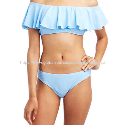 ruffle off the shoulder swim top