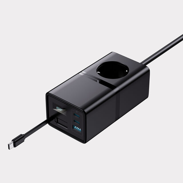 Adaptateur secteur de bureau PD3.0 65W/100W avec écran LED de sortie et câble de chargement rétractable de type C for sale at factory direct price