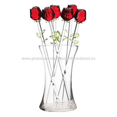 glass roses in vase