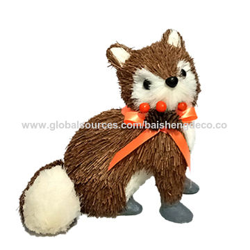Navidad Natural Sisal Fox, Artesanía Hecha A Mano, Material Natural