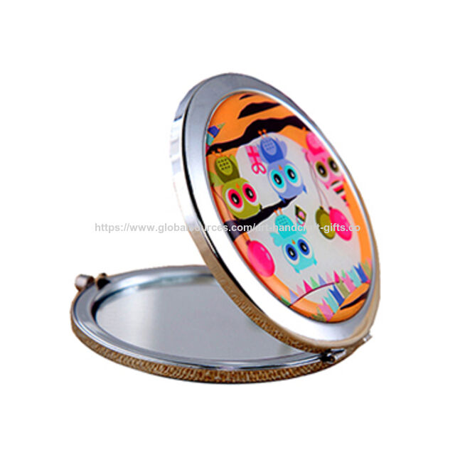 Espelho Compacto com Design Personalizado em Impressão a Cores e Cúpula de Epóxi Transparente for sale at factory direct price
