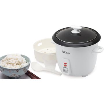 Aroma 6-Cup Rice Cooker with Stainless Steel Inner Pot, 6 Cup