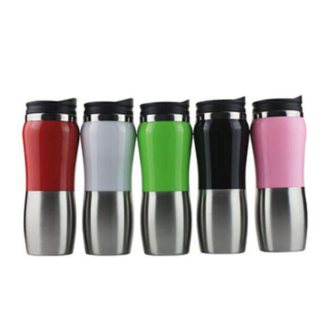 Gobelet à café isotherme personnalisé en acier inoxydable anti-fuite, extérieur en PS, 16 oz - Vente en gros