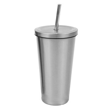 Double Wall Stainless Steel Tumbler With Straw. Capacity Of 16 Oz ...