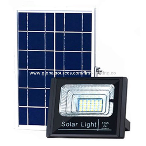 Foco LED Solar, Sensor de Brillo con Control Remoto, Encendido/Apagado Inteligente, con Puerto USB, 10W