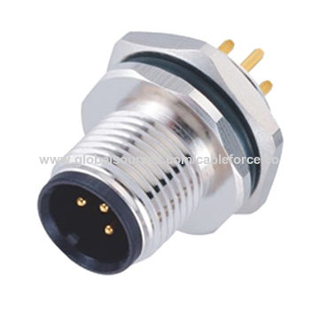 M12 3-pin A Coding Male Rear Mounting Panel Mount Connector Cnc Screw ...