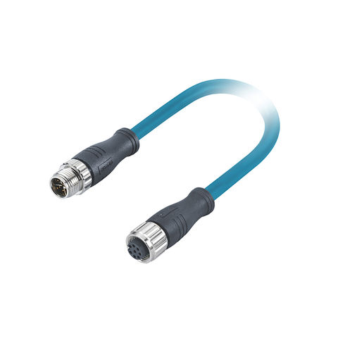 M12 to RJ45 X Code Cat6a Cable, Rt-Angled, M12 Connector IP68