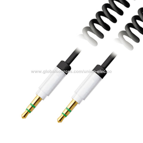 3.5 mm Coiled Stereo Audio Cable Car Auxiliary Audio Cable Male To Male