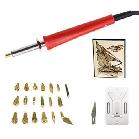 22 Piece Set Accessories for 30W Pyrography Pen Wood Burning Burner Stamping  Patterns Drawing Tips Hot Knife Collet & Blade Solder Tip Kit 