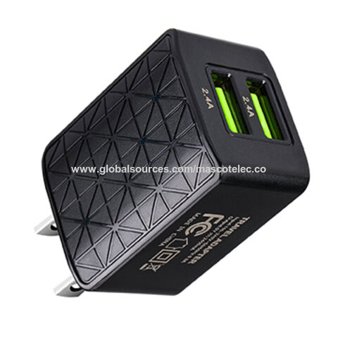 Chargeur USB double 5V 2.4A avec certification FCC, chargeur mural USB pour iPhone, adaptateur d'alimentation mobile