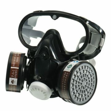 PC Lens Respirator Facepiece Air Breathing Chemical Double Filter Rubber 