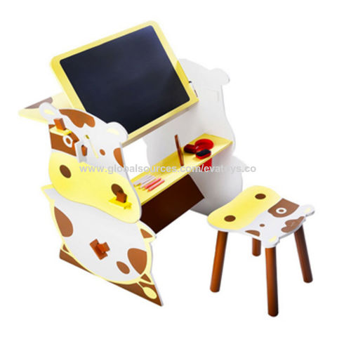 Ensemble table et chaises d'activités en bois avec motif girafe pour jeunes enfants, nouveau design 2018 W08G238 for sale at factory direct price