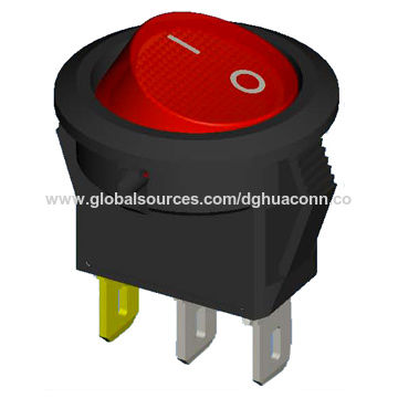 Diameter 20 round on-off red lighted rocker switch 6A/12A 250VAC with ...
