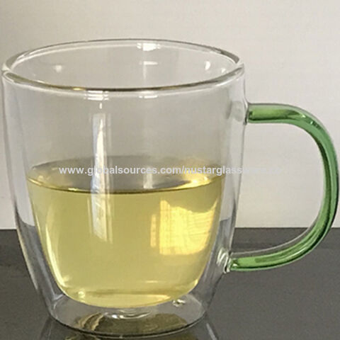 Glass Coffee Mugs with Handle Double Wall Crystal Tea Cups Tumbler