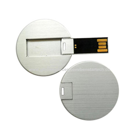 Round Metal Card-shaped Usb Flash Drive, 4gb Round Card Usb Flash Drive ...