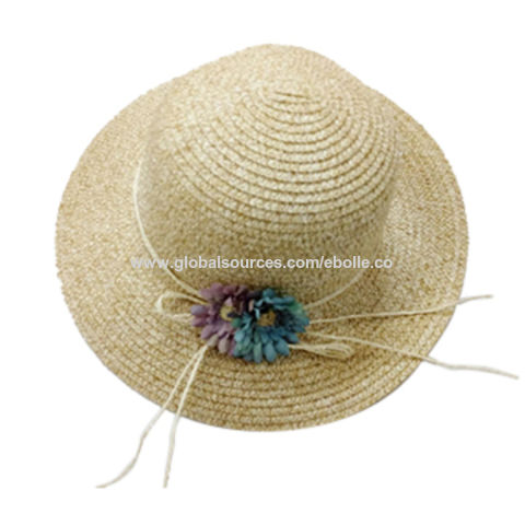 Chapeau de paille à large bord pour fille avec nœud : : Mode