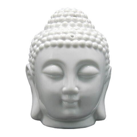 Weißer Buddha-Kopf Keramik-Ölbrenner