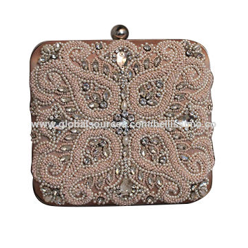 Buy Wholesale India Square Frame Clutch With Stone And Pearl Work 