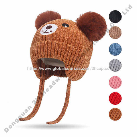 Gorro de invierno de alta calidad con doble pompón de piel sintética, gorro beanie con logo personalizado