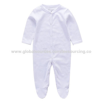 Plain white footed online pajamas baby