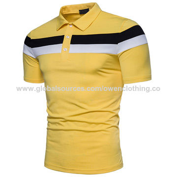 Men's polo shirts, rib sleeve polo shirts, polo shirts yellow polo ...