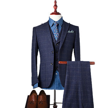 Teal 3-piece big checks elegant formal fashion Men suits – paanericlothing