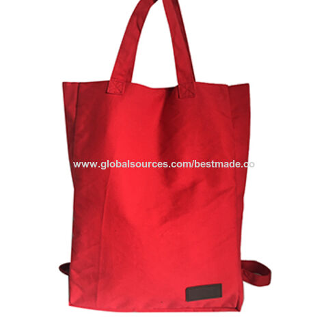 Rote Tragetasche aus Canvas-Material mit individuellem Logo für Großeinkäufe for sale at factory direct price