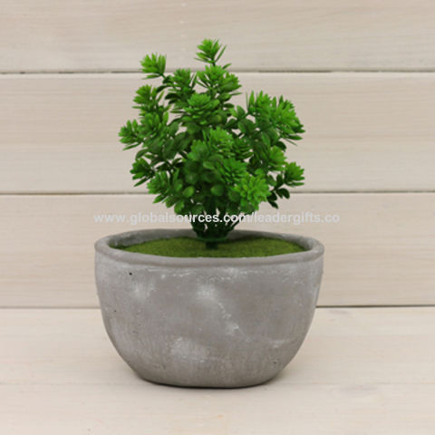 Buy Wholesale China Exquisite Cement Pot With Artificial Plant For