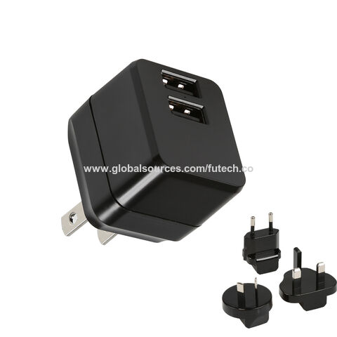 Cargador de viaje USB de 12W, puerto USB dual de 5V/2,4 A, tipo cargador universal con enchufe EU/UK/AU for sale at factory direct price