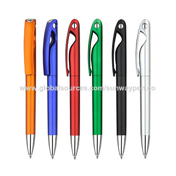 Plastic Ballpoint Pen Black Writing Ink - Click Action Personalized/Customized Promotional Retractable Pens Green Pack of 100 1.0 mm by Blue Apple