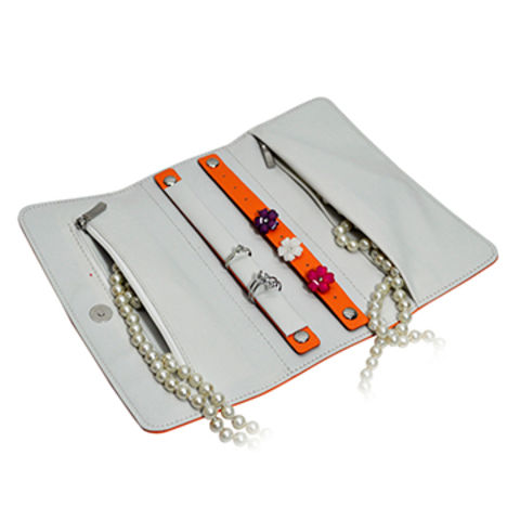 Foldable Ring Velvet Chain Pendant Earrings Storage Jewelry Roll Bag Portable 