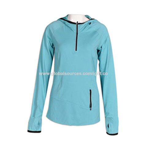 Sudadera con Capucha y Media Cremallera Azul para Mujer - Conjunto Deportivo Casual