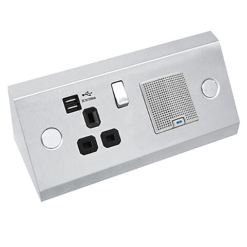 Built in Speaker and 13A Sockets 13 Amp Desktop Power Station with USB Charger 