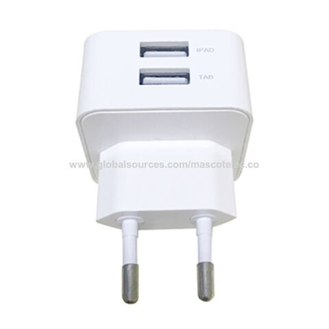 Chargeur USB double 2.4A avec certification CE, chargeur mural pour iPhone, adaptateur secteur UE, chargeur mobile