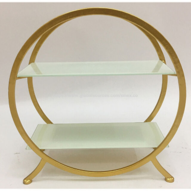 Suporte para bolos de 2 níveis em ferro/vidro branco de alta qualidade, porta-bolos, porta-pão