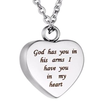 God in my heart Cremation Jewelry Urn Necklace for Ashes Engraved Keepsake Memorial Pendant for sale at factory direct price