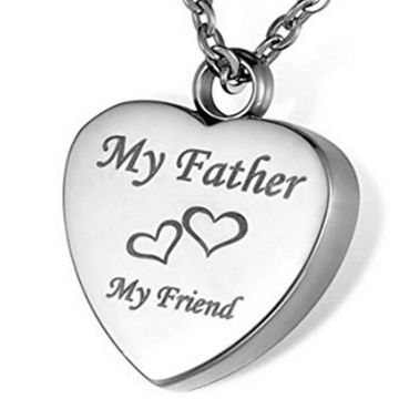 My father My Friend Cremation Jewelry Heart Urn Necklace Keepsake Memorial Pendant for sale at factory direct price
