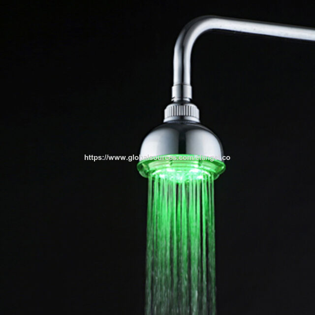 Pommeau de douche LED écologique à énergie hydraulique pour salle de bain, vert pour froid, bleu pour normal et rouge pour chaud for sale at factory direct price