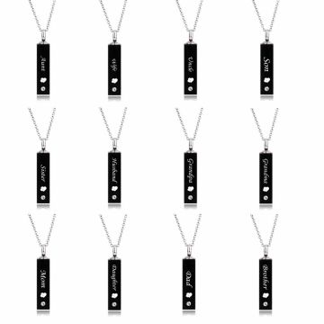 Birthstone Love bar Pendant Necklace Memorial Ash Keepsake Stainless Steel Cremation Jewelry for sale at factory direct price