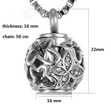 Cremation Jewelry Urn Pendant Necklace with Hollow Diamond Butterfly Beads for sale at factory direct price