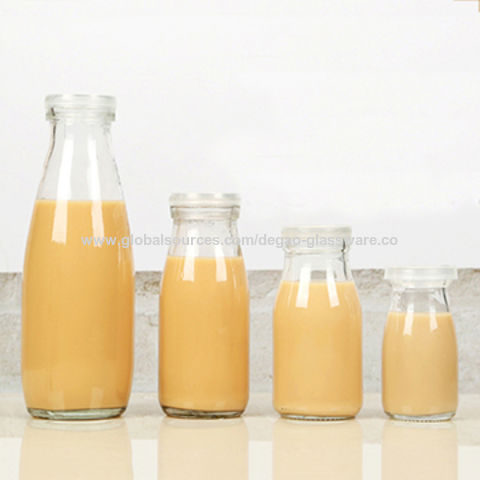 Wholesale 300ml glass milk bottle with lids - Glass bottle