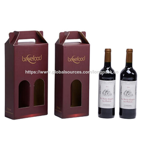 Caja de vino tinto para 2 botellas con copas, impresión personalizada y cartón corrugado - Ideal para regalos corporativos for sale at factory direct price