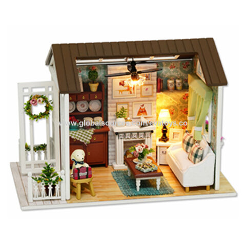 Kit maison de poupée miniature avec éclairage tactile et housse de