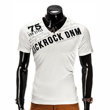 Macondoo Mens Slim Printed Top Tee Short Sleeve Lapel Polos T-Shirts