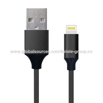 1 Meter Metal shell Fabric Nylon Braided USB 2.1A charging and data cable for IPhone