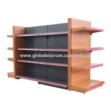 Commercial Wood Gondola Rack With 24 Shelves On Sale