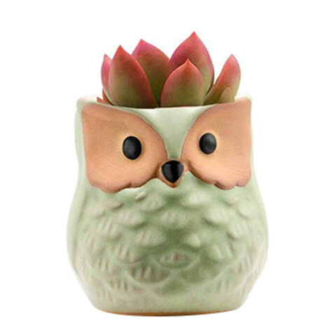 Ceramic Flower Glazed Succulent Pots Owl Planter,Ceramic Pots Owl Pot 2.5 Inch 